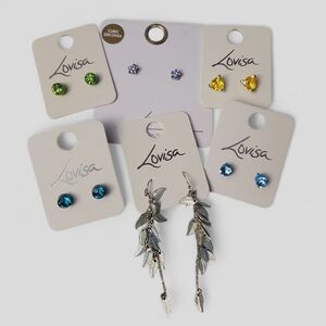NEW Lovisa Earrings Lot × 6 Pairs Cubic Zirconia Rhinestone Studs Dangle Leaves